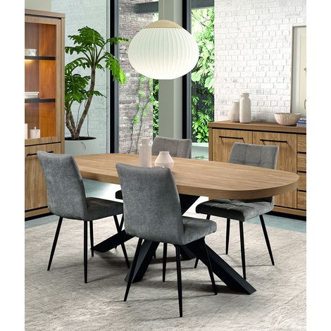 Table de salle à manger ovale contemporaine chêne houston Vita (1/4)