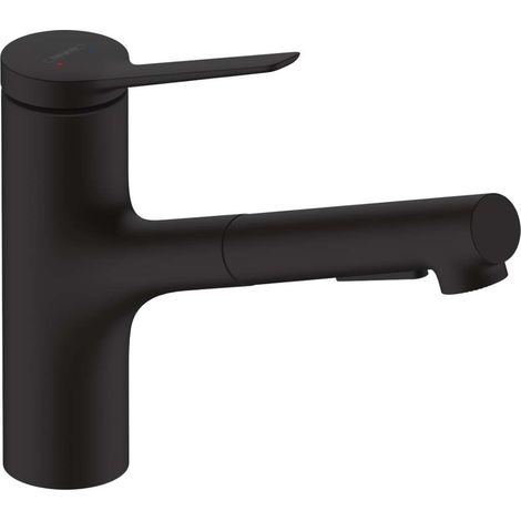 Hansgrohe Zesis M33 - Grifo de fregadero 150, con ducha extraíble, negro matee 74800670 (1/5)
