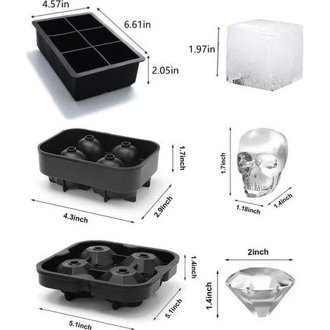 Set de 4 Bac Glacon Silicone, Moules à Glaçons Bacs À Démoulage Facile Glaçons avec Couvercle Ice Cube Tray pour Whisky, Cocktail, Boissons, Bière, Glaçons aux Fruits DIY (1/5)
