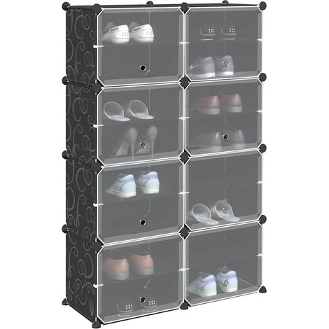 Estantería de cubos con 8 compartimentos y puertas PP negro vidaXL (1/5)