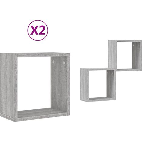 vidaXL Estantes cubo de pared 2 unidades gris sonoma 30x15x30 cm (1/2)