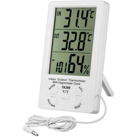 Pair Digitales Thermometer-Hygrometer, LCD-Digitalthermometer mit Sonde, Hygrometer für Innen- und Außenbereich, Temperatur- und Feuchtigkeitsmonitor, Sensortester für Kühlschrank, Büro, Aquarium (Wei