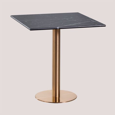 SKLUM Quadratischer Bartisch aus Cosmopolitan Marmor &x2194&xFE0E 70 cm Roségold Schwarzer Marmor