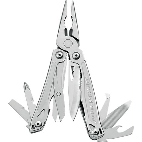 Leatherman Wingman, multiherramienta compacta, ideal para bricolaje y camping, 14 funciones, acero inoxidable 420HC, uso con una mano, funda de nylon negro.