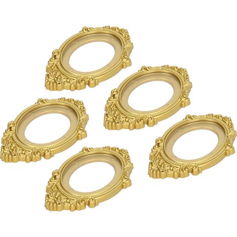 Ensemble de 5 cadres photo pour maison de poupée (échelle 1:12) – Mini cadre ovale doré avec miroir – Décoration miniature (1/5)