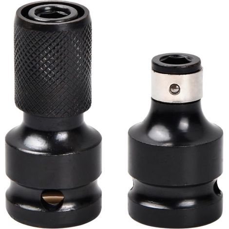 2 Pièces Adaptateurs de Douille, Adaptateur Carrés Impact Accessoires pour Clés a Chocs à Tige à Cliquet 1/2 1/4 pour la Perceuse, Convertisseur de Mandrin à Libération Rapide (A) (1/5)