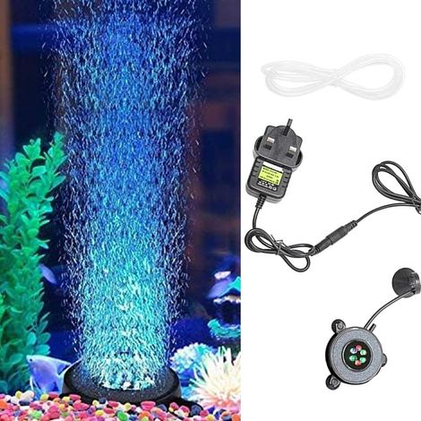 LED Aquarium Bubble Light, RGB Air Stone Disk with Plug, IP68 Waterproof for Fish Tank & Pond Decoration (1/5)