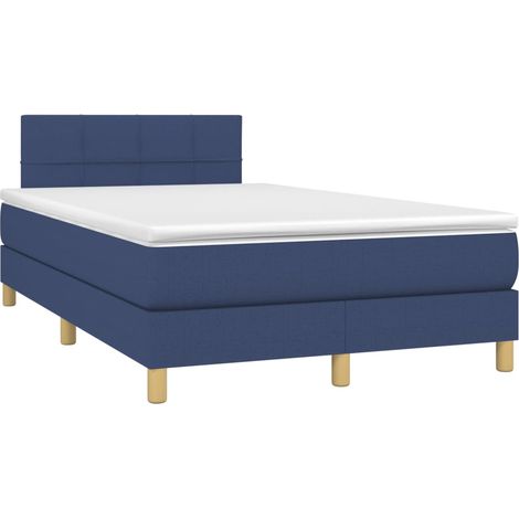 Box Spring Bed with Mattress&LED Blue 120x200cm Fabric vidaXL (1/4)