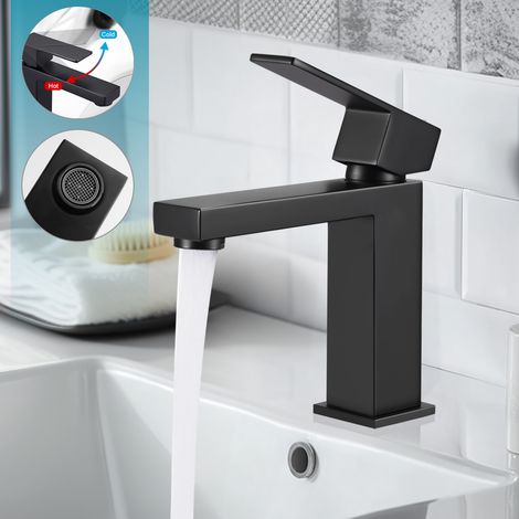 Mitigeur lavabo noir – Robinet mono-levier en laiton mat pour salle de bain, design haut de gamme (1/5)