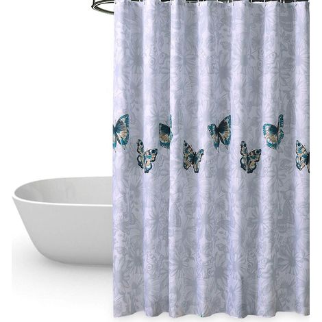 Rideau Douche Papillon 180x180cm, Anti-moisissure (1/5)