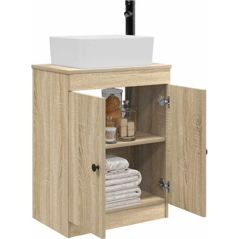 Meuble Salle de Bain avec Lavabo Intégré, Couleur Chêne Sonoma, 54 x 35 x 83 cm (1/5)