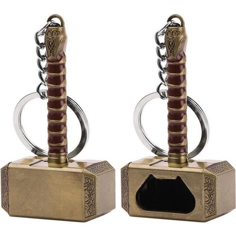 1 pièce ouvre-bouteille bière forme marteau Thor, poignée longue, porte-clés, idéal cadeau fan Marvel et amateur de bière (1/4)