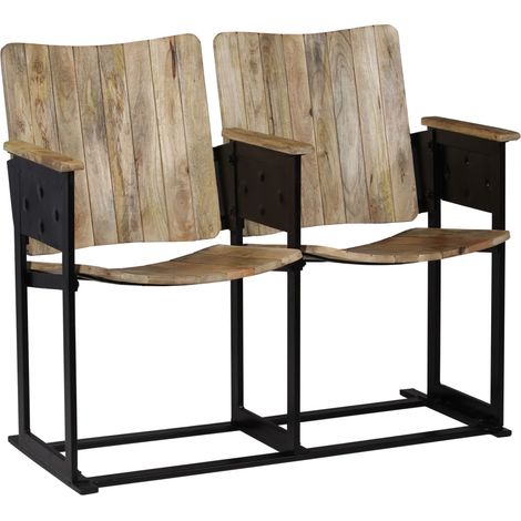 2-Seater Bench Solid Mango Wood and Steel vidaXL