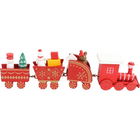 Décoration Arbre De Noël En Bois Train À 4 Wagons Jouet Cadeau (1/5)