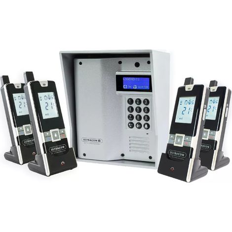 Interphone 600 mètres sans-fil longue portée autonome digicode écran LCD - UltraCOM3 visière argentée + 4 combinés (1/5)