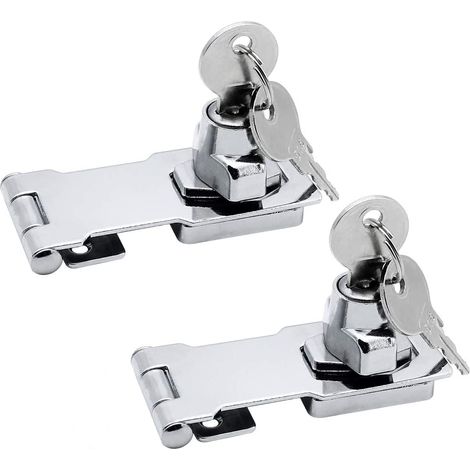 2 paires d'anses en alliage de zinc de 80 mm, verrou de porte avec cadenas et clé, pour meubles, boîtes aux lettres, armoires, tiroirs et placards. (1/5)