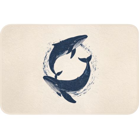 TAPPETINO DA BAGNO Balene - Spruzzi - Cerchio - Blu scuro 60x40 cm