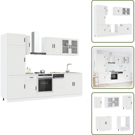 vidaXL 8-tlg. Küchenschrank-Set Kalmar Weiß Holzwerkstoff (1/5)