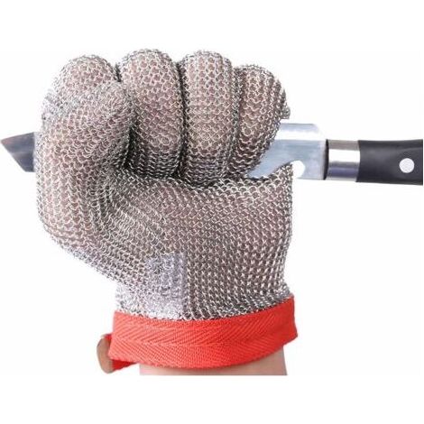 Guanti di sicurezza antitaglio, guanti in rete di acciaio inossidabile per lavori di taglio e triturazione, taglia M (1 pezzo) (1/5)