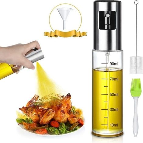 Flacon pulvérisateur rechargeable pour huile et huile d'olive, jaune, étanche, pour une application contrôlée des assaisonnements en cuisine.-AquaForge (1/4)
