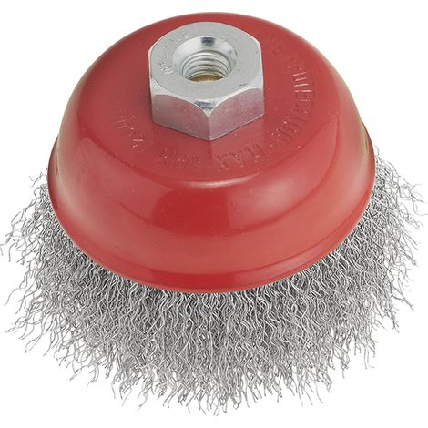 Cepillo de copa de alambre de acero inox 100mm M14 para amoladora Fervi STF100I