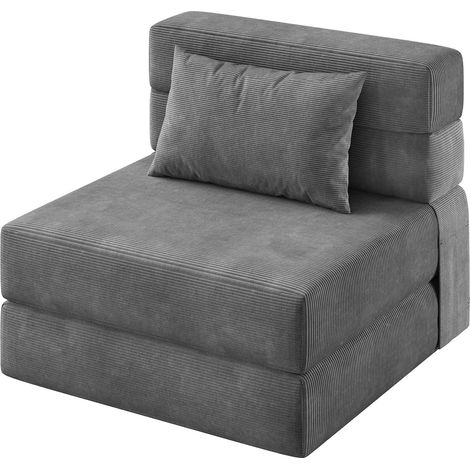 Canapé lit 4 en 1 gris foncé pliable avec oreiller (1/5)