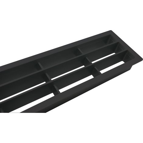 Lüftungsgitter Abluftgitter Möbelbeschlag 458 x 65 mm Kunststoff schwarz