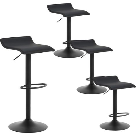 Lot de 4 Tabourets de Bar WOLTU, Tabourets réglable et Rotatif, Assise en Similicuir et Structure en Acier chromé, Noir (1/5)