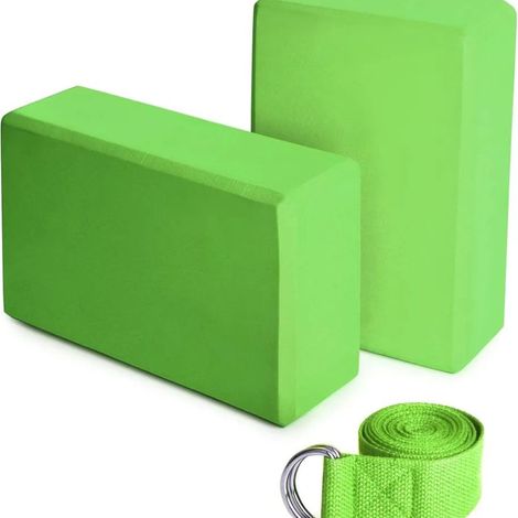 Combinaison de yoga auxiliaire EVA, brique de yoga haute densité, brique d'exercice unie, brique de danse écartée en mousse, double brique + sangle d'extension (1/5)