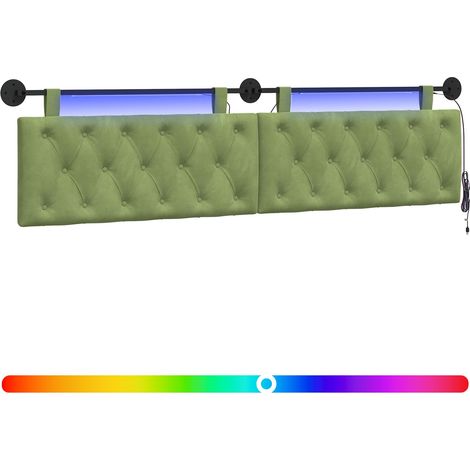 Testiera Testata del letto sospesa Con luce LED Verde chiaro Velluto (1/5)