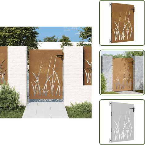 Gartentor 85x125 cm Cortenstahl Gras-Design - Cortenstahl Tor - Gartentor - Metalltor - Zaun - Gartenzaun (1/5)