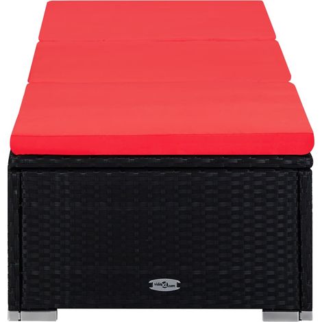 Maison Exclusive - Lettini Prendisole con Tavolino 3 pz in Polyrattan Nero