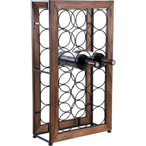 Rangement pour 18 bouteilles en métal et bois