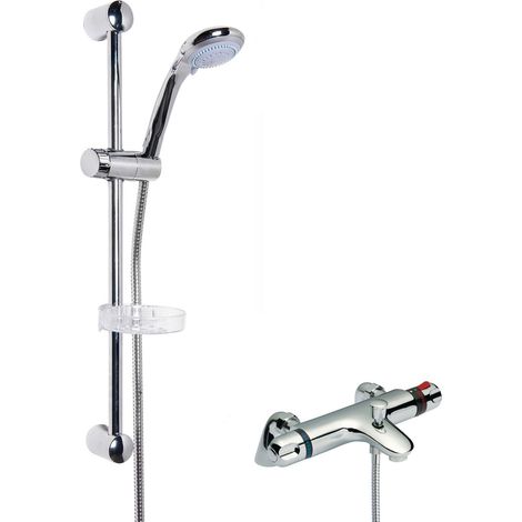 Nuie Reef Thermostatic Bath Shower Mixer with Classic Multi Function Slider Rail Kit - Chrome (1/2)