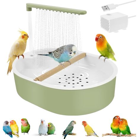 Douche à Oiseaux, Douche pour perroquets, Douche pour Oiseaux, Bain Automatique pour Oiseaux, Baignoire Automatique pour Oiseaux, Baignoire Automatique Oiseaux, pour Perruches, Calopsittes (1/5)