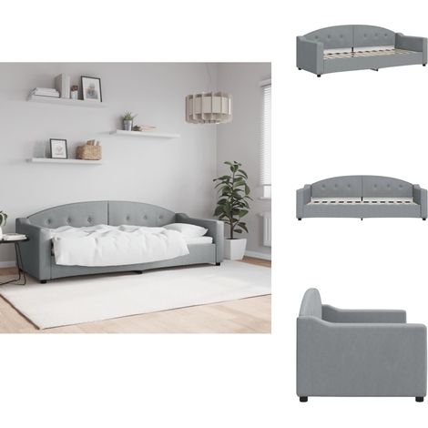 Lit de repos sans matelas gris clair 80x200 cm tissu - Canapé Convertible - Lit Invité - Lit Deux Places - Mobilier Salle Séjour - Meuble Chambre (1/5)