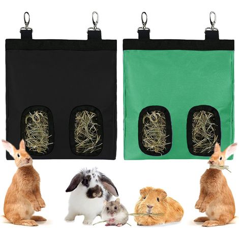 2 Sacs à foin, Nylon résistant, Crochets métalliques, Pour lapins, Rongeurs (1/5)
