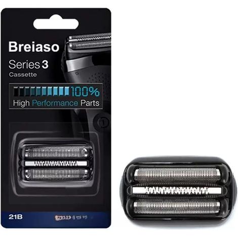 Grille et bloc-couteau de rechange pour rasoir électrique - 21B (Carte noire) (Compatible avec Braun Series 3/4/5/7/8/9) (1/3)