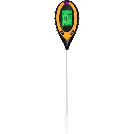 Ulisem 4 in 1 Tester per pH del terreno, umidità, luce, pH e temperatura, Kit di attrezzi da giardinaggio, Batteria inclusa, Giallo (1/4)
