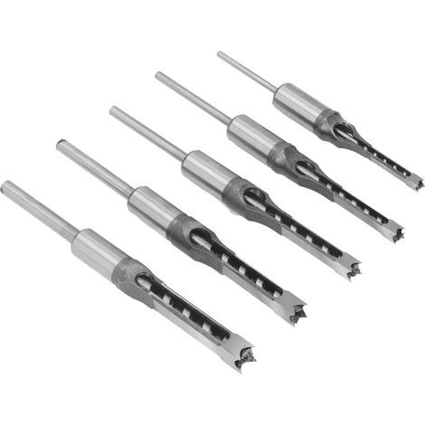 5-teiliges HSS-Vierkantbohrer-Set für die Holzbearbeitung, 1/4", 5/16", 3/8", 7/16", 1/2" Vierkant-Fasenbohrer
