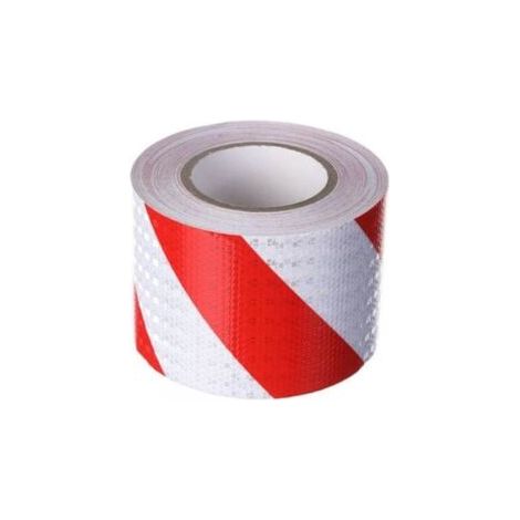 Bande réfléchissante autocollante 10cmx25m – Ruban adhésif rouge et blanc pour sécurité routière – Haute visibilité – Matériau PET imperméable (1/5)