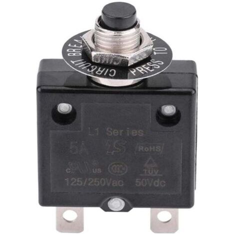 Thermischer Rücksetz-Leistungsschalter, 125-250V AC 50V DC Überstromschutz-Druckknopf-Leistungsschalter (18 Ampere)