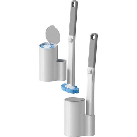 Brosse Toilette Jetable avec 12 Recharges, Manche Extensible, Systeme de Nettoyage Hygienique Facile a Clipser et Jeter, pour Cuvette, Salle de Bain et Evier, Parfum Frais Ocean (1/5)