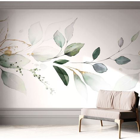 Selbstklebend Tapete - abwaschbar - Raumgestaltung Schlafzimmer Wohnzimmer Tapete Grüne Blätter 312x219 cm (1/5)