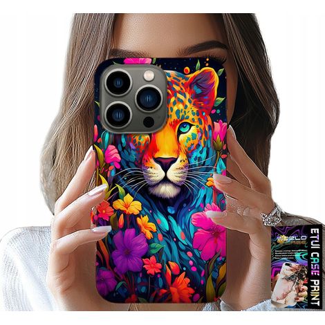 Hülle für iPhone 14 Pro – florales Tigermuster + Folie (1/5)