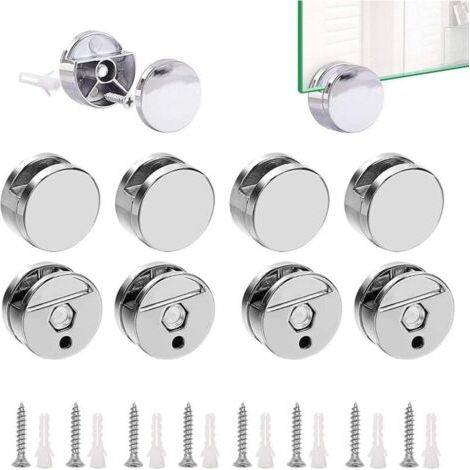 Miroir Clips, 8 Pièces Support d'Étagère En Verre En Alliage De Zinc, Fixations De Miroir Pour La Fixation Des Miroirs En Verre