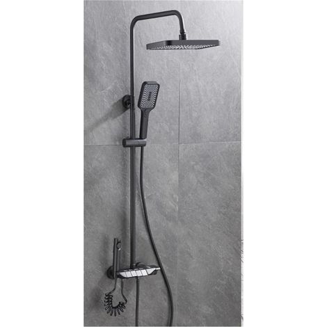 Ensemble de douche mitigeur thermostatique intelli LED ensemble de douche numérique salle de bain mitigeur chaud froid système de douche montage mural SPA pluie robinet de bain tête carrée moderne ( C (1/5)