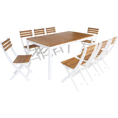 8-seater wooden garden table with rounded corners White 160x90x75 cm - Calena + Senora