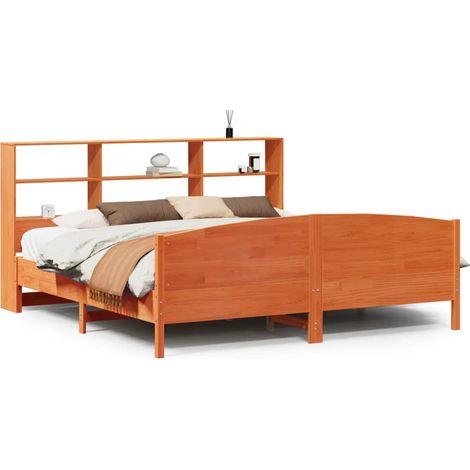 Maison Exclusive - Letto Libreria senza Materasso Marrone Cera 200x200 cm in Pino