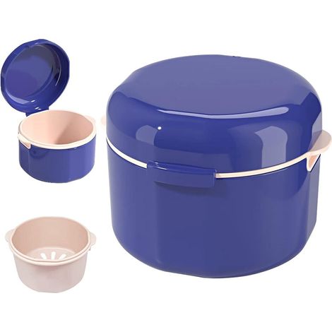 Zahnspangendose Prothesendose Aufbewahrungsbox Sieb Doppelschicht Blau (1/5)